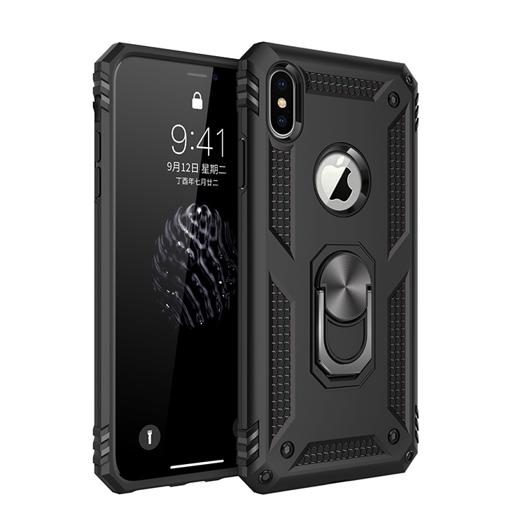 iPhone XS Max Tech Armor RING Grip Case with Metal Plate (Black)